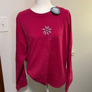Life Is Good Women's Long-Sleeve Magenta Daisy Tee